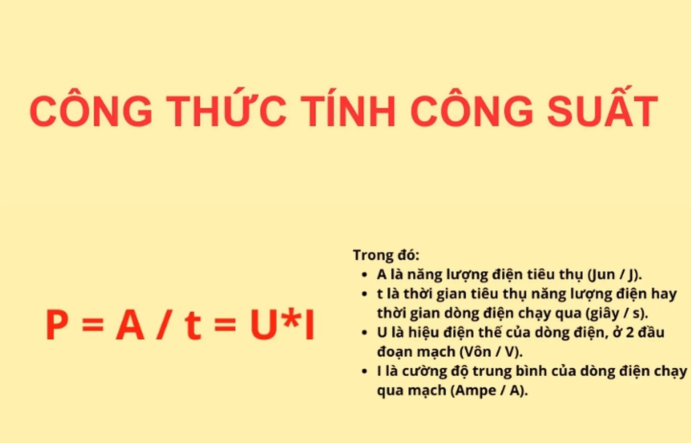 công thức tính công suất