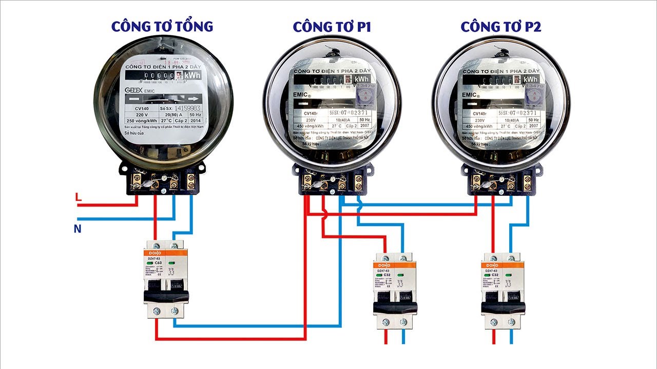 Cách đọc đồng hồ điện tử 1 pha 2 dây​
